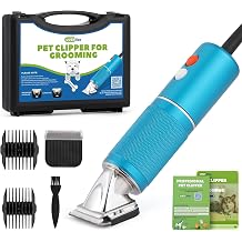 Dog Clippers for Grooming, 300W Pet Grooming Kit, 3-Speed Control 5/6/7K RPM & 10ft Power Cord, Low Noise< 50db, Dog Hair Trimmer with Extra Detachable Blade, for Home& Commercial Use Blue