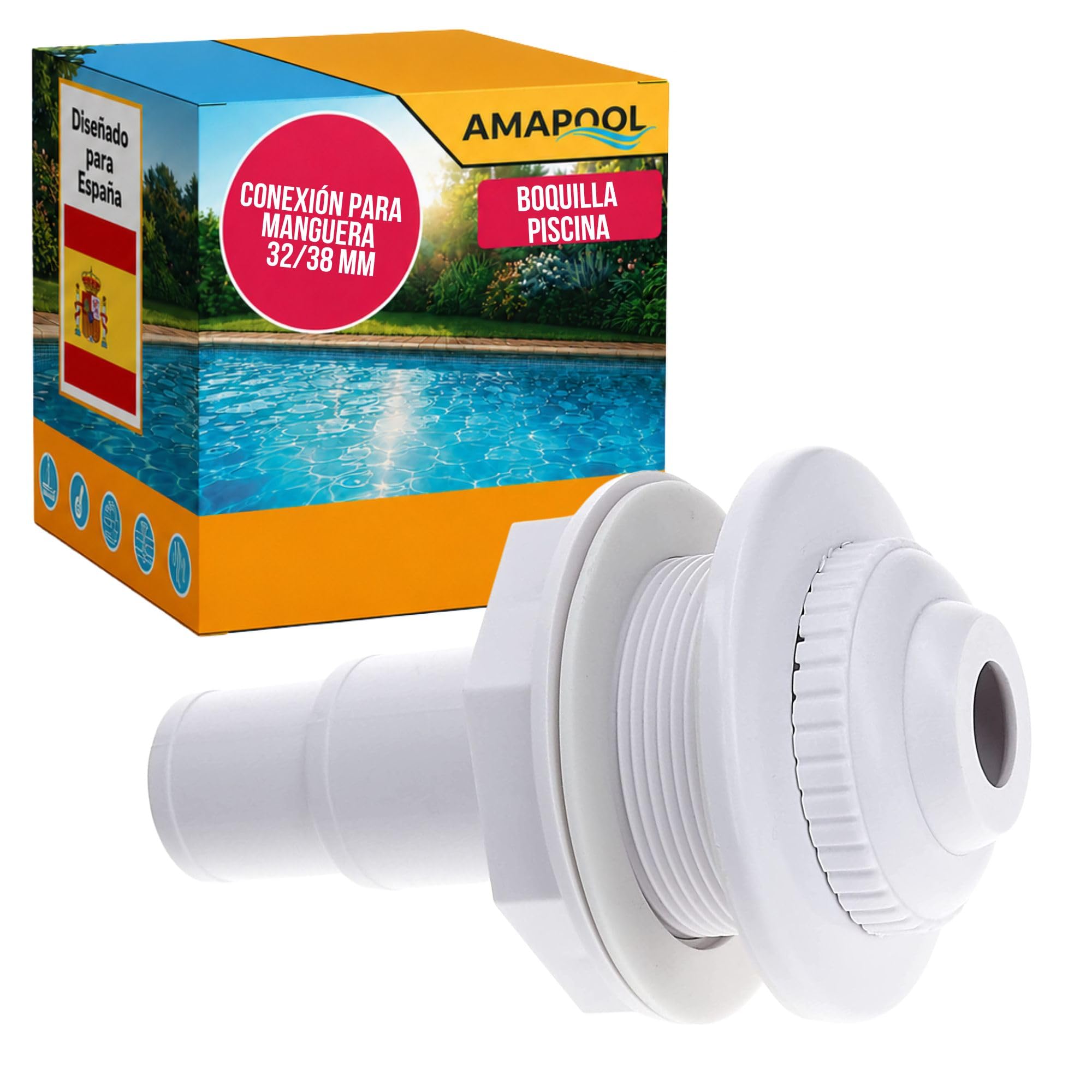 Boquilla De Entrada Para Piscina – Conexión 32/38 Mm Con Juntas – Flujo Eficiente Y Duradero