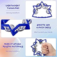 Vista 4 de 20 panderetas de percusión de plástico, pandereta de media luna, forma de estrella, pandereta de mano, instrumentos musicales de mano con cascabeles
