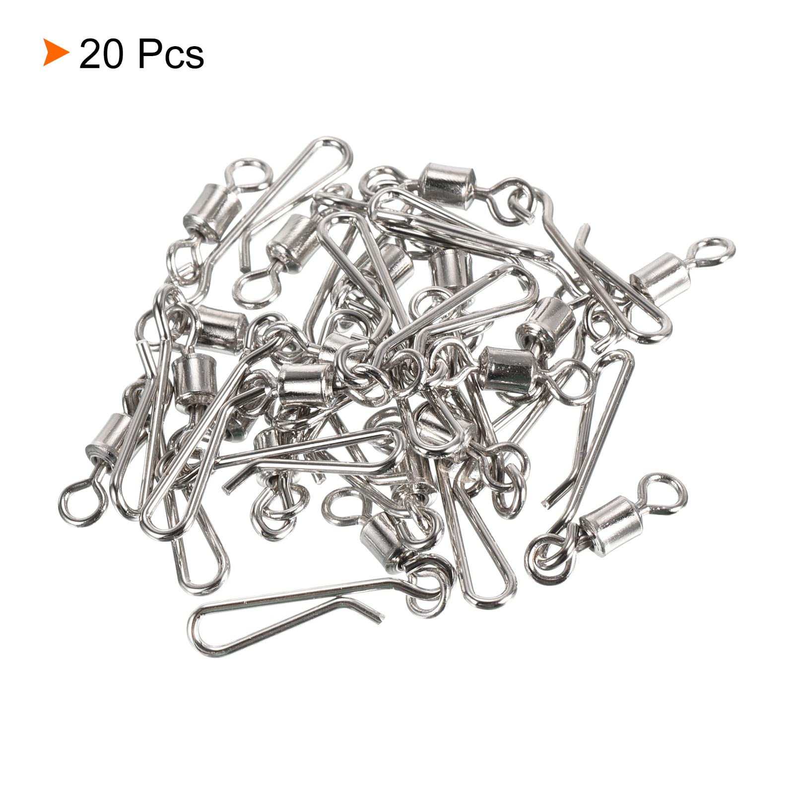 PATIKIL Fishing Rolling Swivel with Hanging Snap, 20 Pack 31lb Stainless Steel Fishing Terminal Tackle, Silver - Image 3