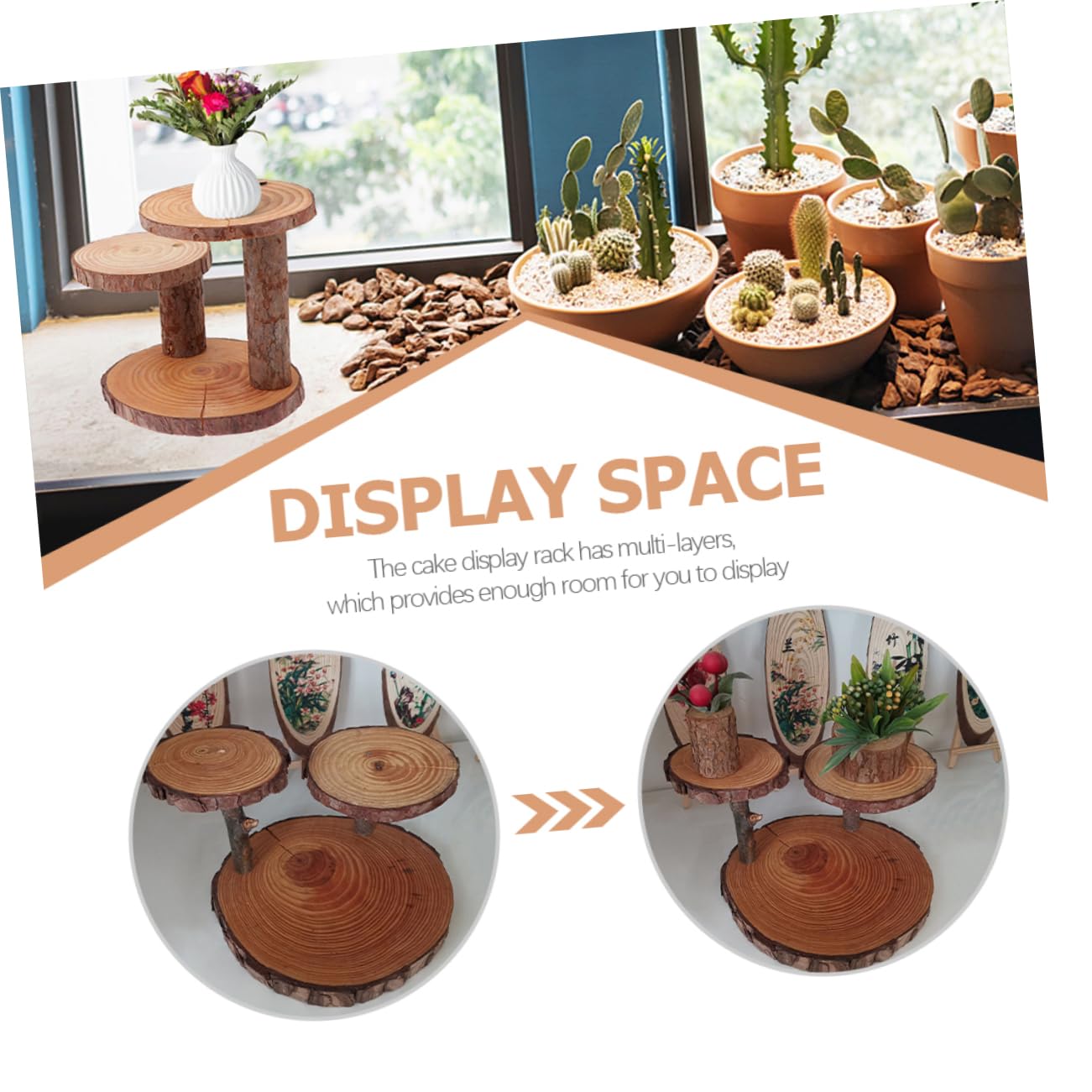 Mikinona Soporte para Tartas de Madera Rústica de Varios Niveles Soportes Escalonados para Tartas para Decoración de Bodas Bandeja para Postres Soporte para Exhibición de Magdalenas