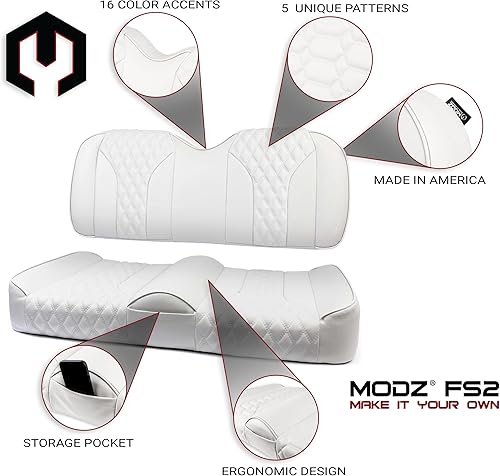 Miniatura 2 de MODZ FS2 Custom Golf Cart Asiento Delantero para ICON 20,i20L, i40 & i40L - Añadir $40 - Base Blanca - Sin patrón