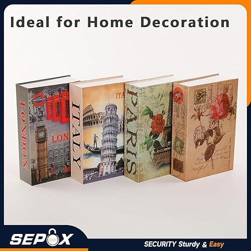 Miniatura 6 de SEPOX 6 cajas de seguridad diferentes para libros, caja grande para libros con cerradura de combinación reajustable de primera calidad, segura para