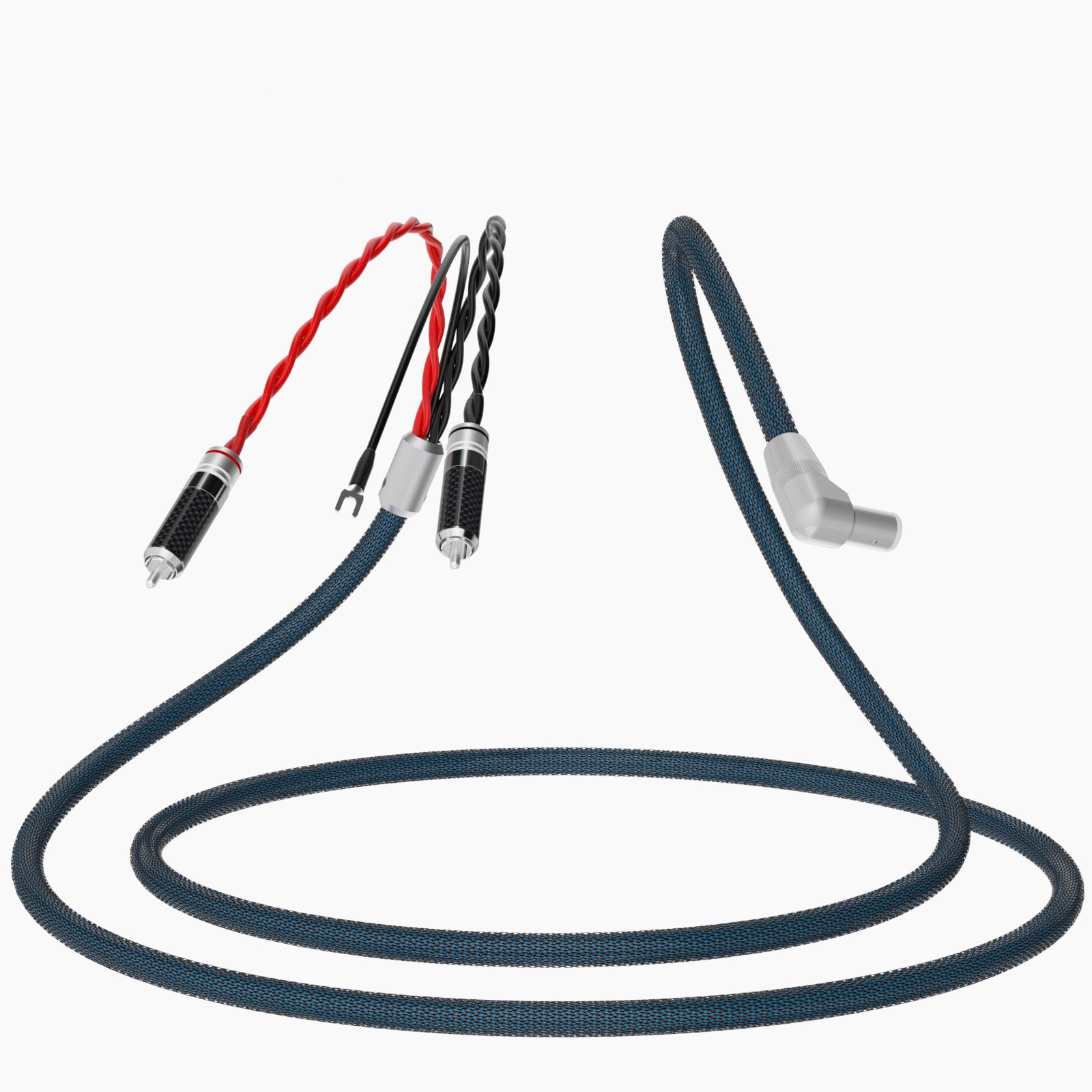 Monosaudio Cavo per giradischi High End, 1,5 m, cavo fonoculare 5N OFC, placcato argento, 2RCA su jack placcato oro a 5 poli, cavo in vinile con messa a terra per giradischi