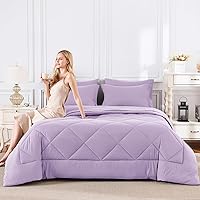 Vista 7 de CozyLux Juego de edredón tamaño Queen en color Lavanda Claro - Ropa de cama en una bolsa tamaño Queen de 7 piezas, juego de cama de lavanda suave