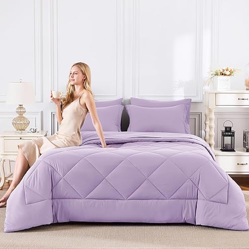 Miniatura 113 de CozyLux Juego de edredón de tamaño Queen, rojo burdeos, toda la ropa de cama en una sola bolsa, 7 piezas: edredón, fundas de almohada y de almohada