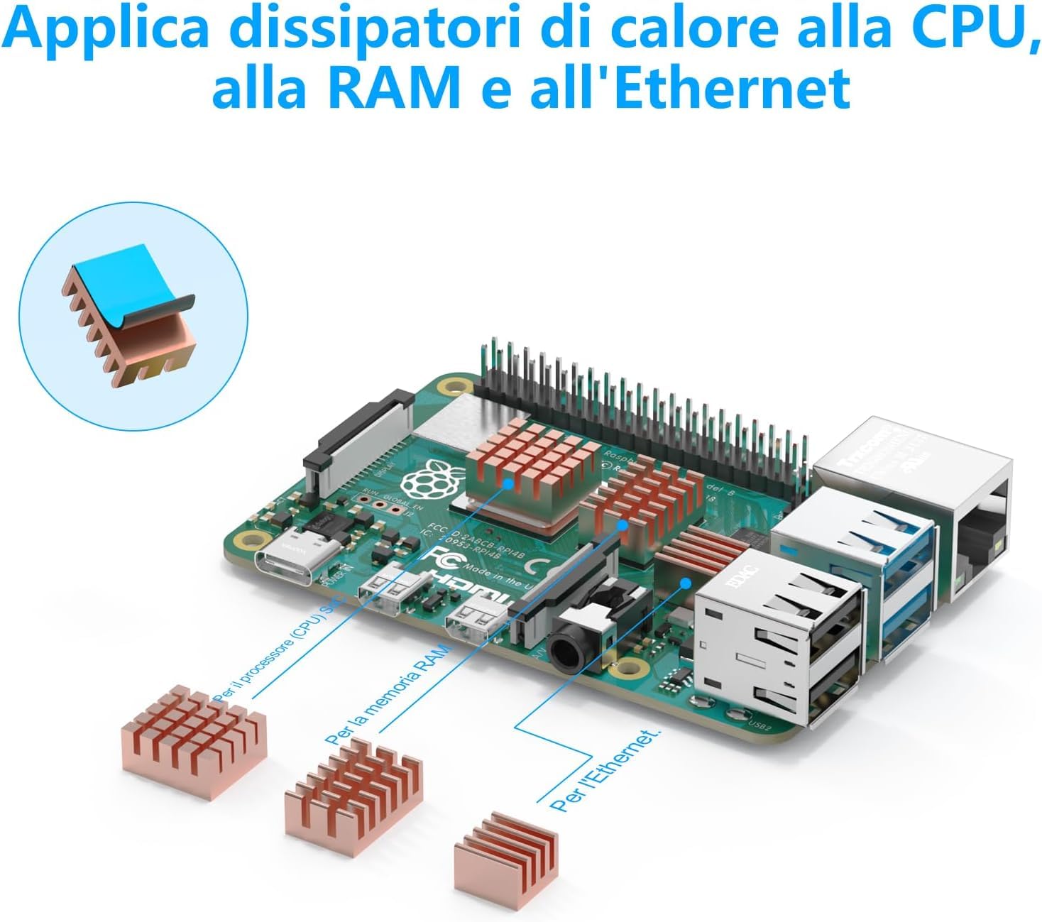 iRasptek Starter Kit For Raspberry Pi 4B 4GB RAM - Edizione 64GB SD, Noobs Preinstallato