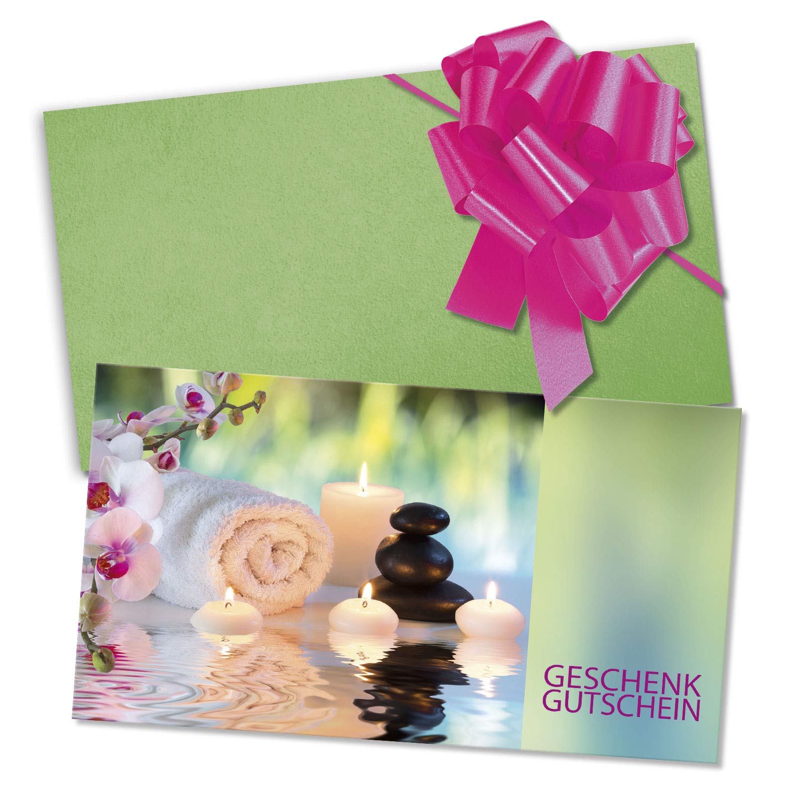 GESCHENKGUTSCHEINcom - 50 Gutscheine mit Umschlag/Schleife für Kosmetikinstitut Kosmetik Wellness - Geschenkgutschein-Vordruck blanko KS1233-2-50