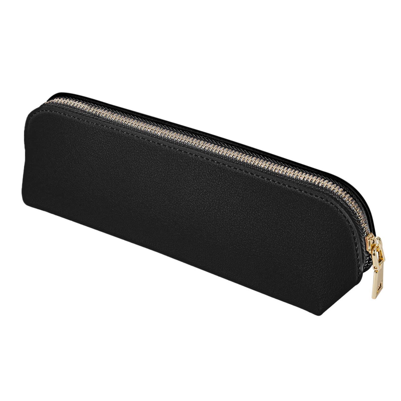 Fyore Estuche para lápices, piel sintética, pequeño estuche con cremallera, Negro , Moda