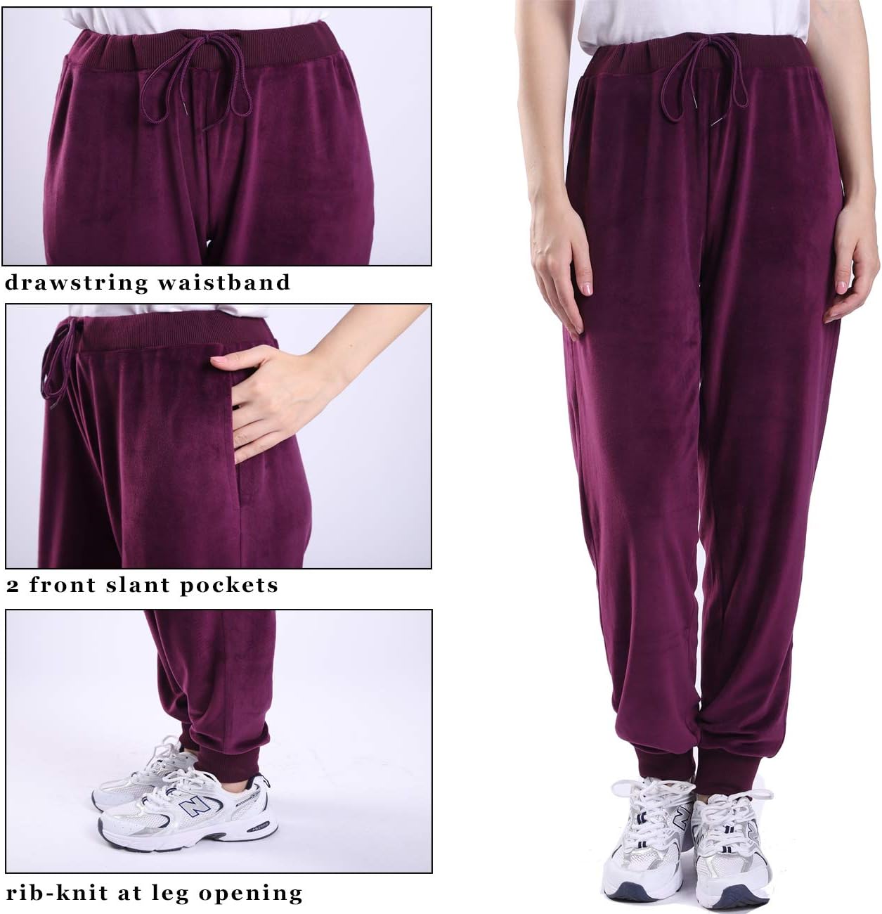 LeeHanTon Velour Tracksuit Womens Sweatsuit Set - Athletic Zip Up Hoodies and Sweatpants Outfits with Stripes - Image 3