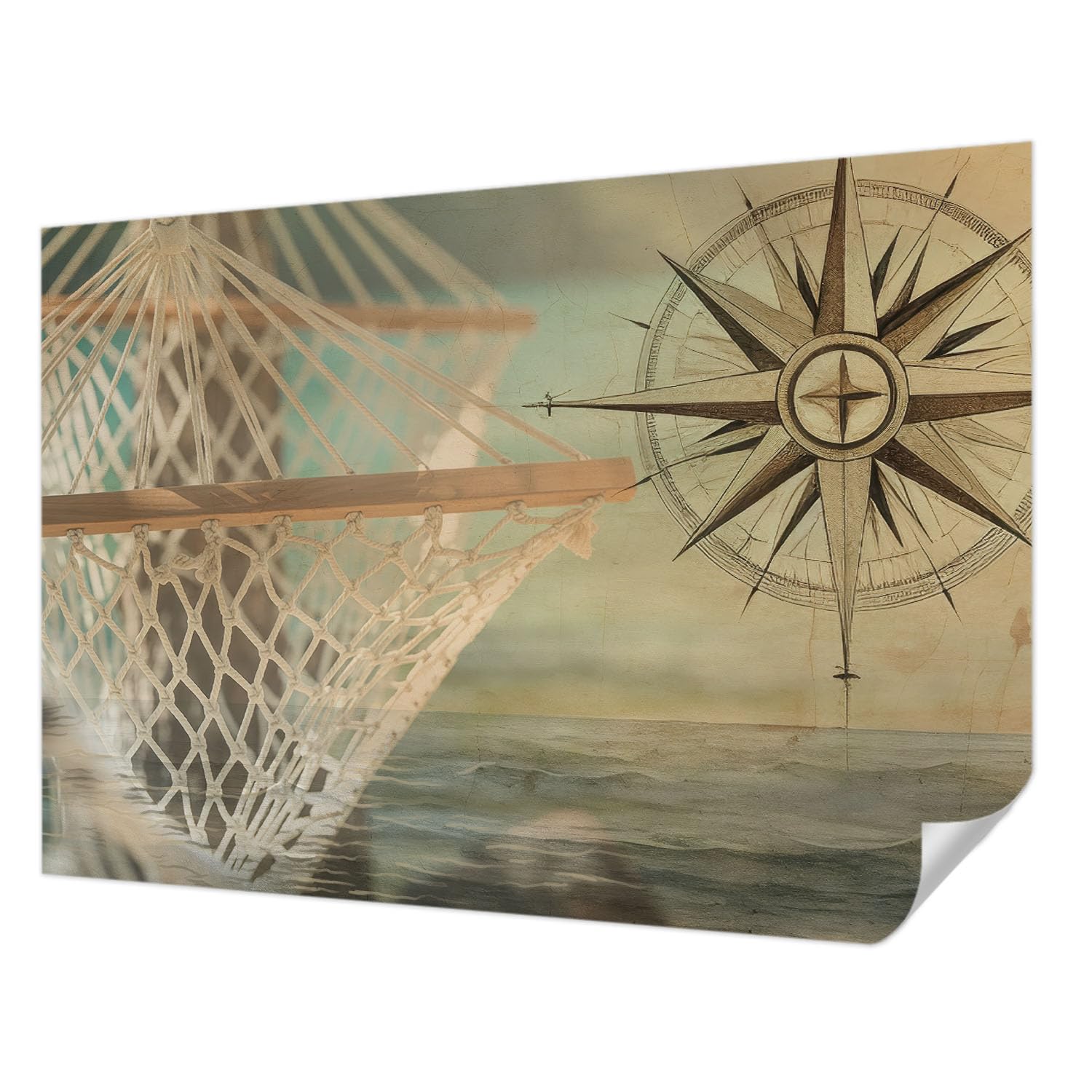 Décor mural adhésif panoramique 208x146 cm pour salon effet mer