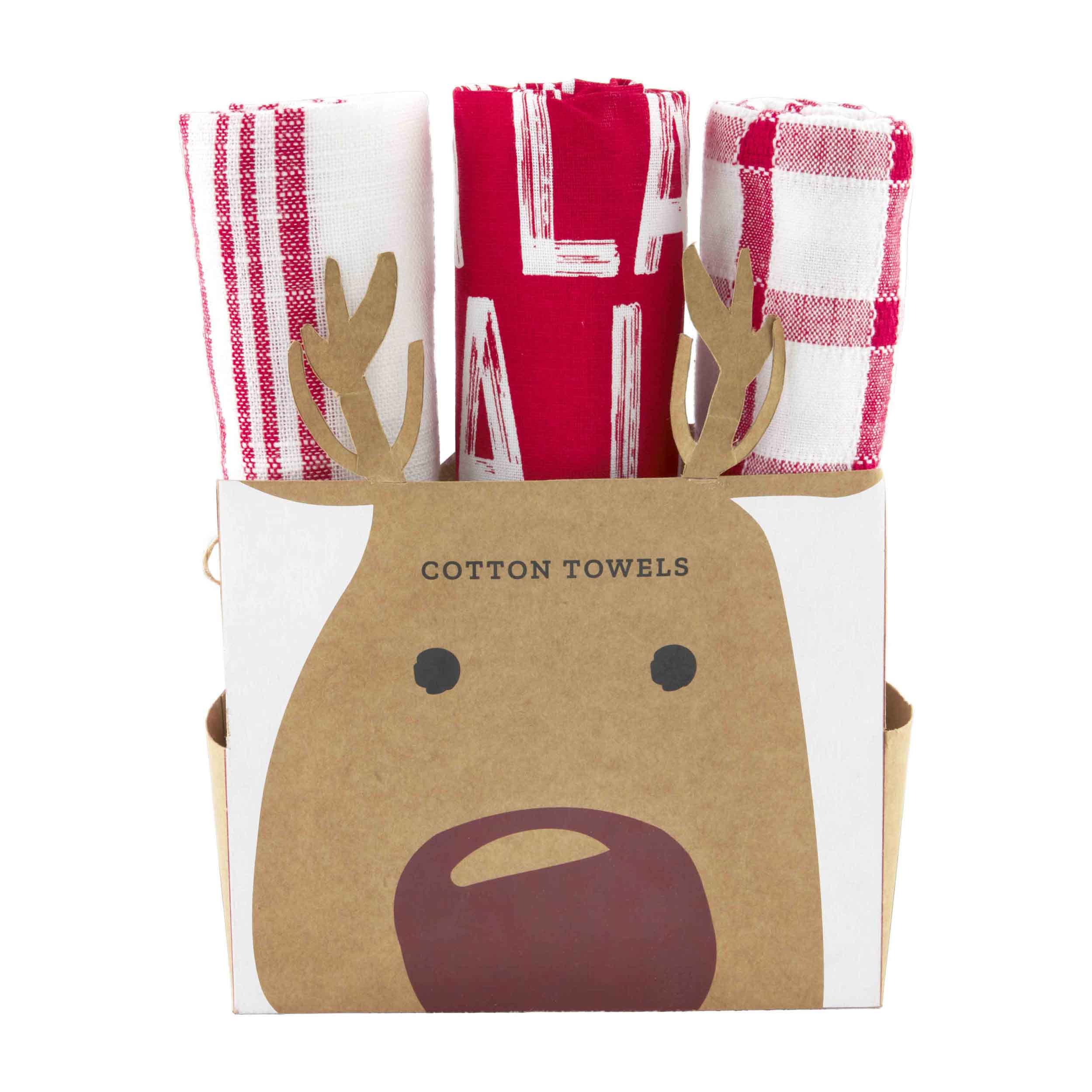 Mud PieReindeer Christmas Towel Set of 3