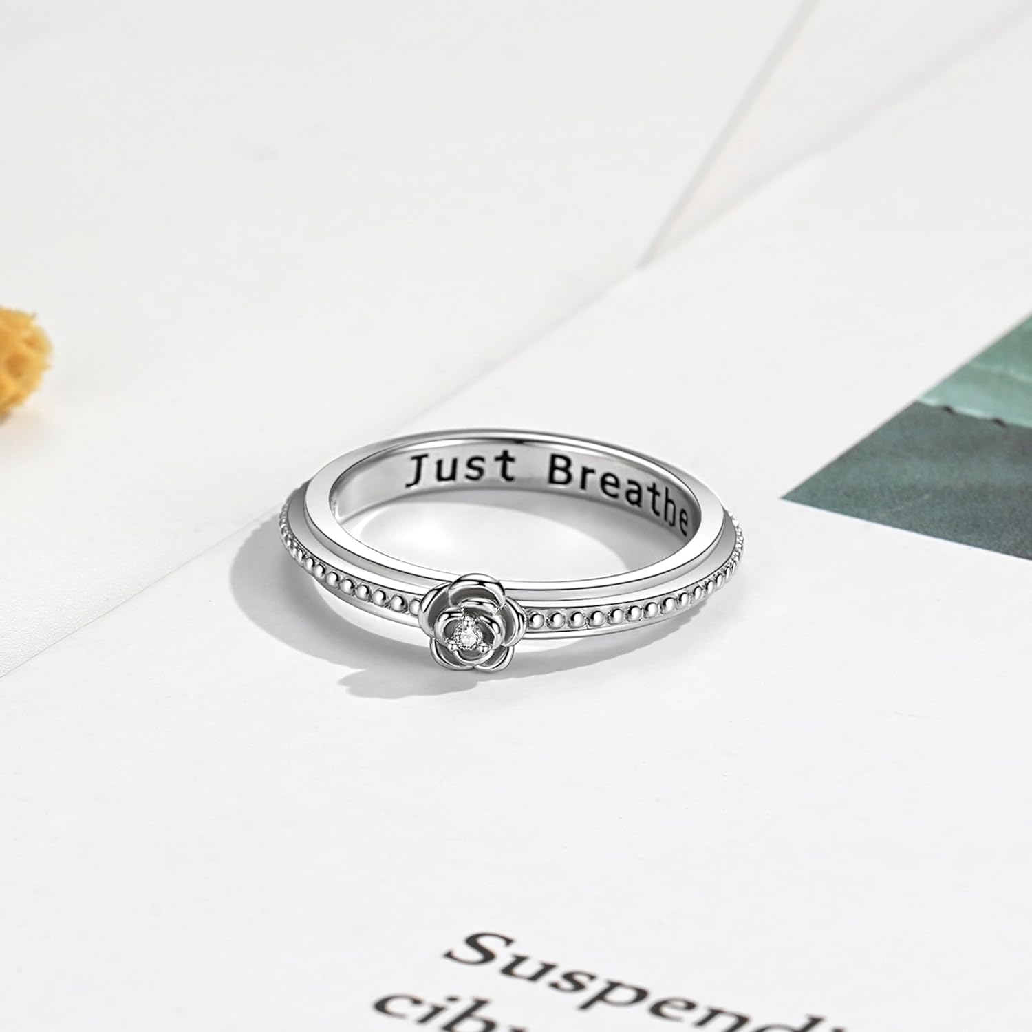 Sterling Silver Fidget Ring Chain Rose Flower Twisted Spinner Rings for Anxiety Relief for Women Men Jewelry Gift for Teens - Image 7