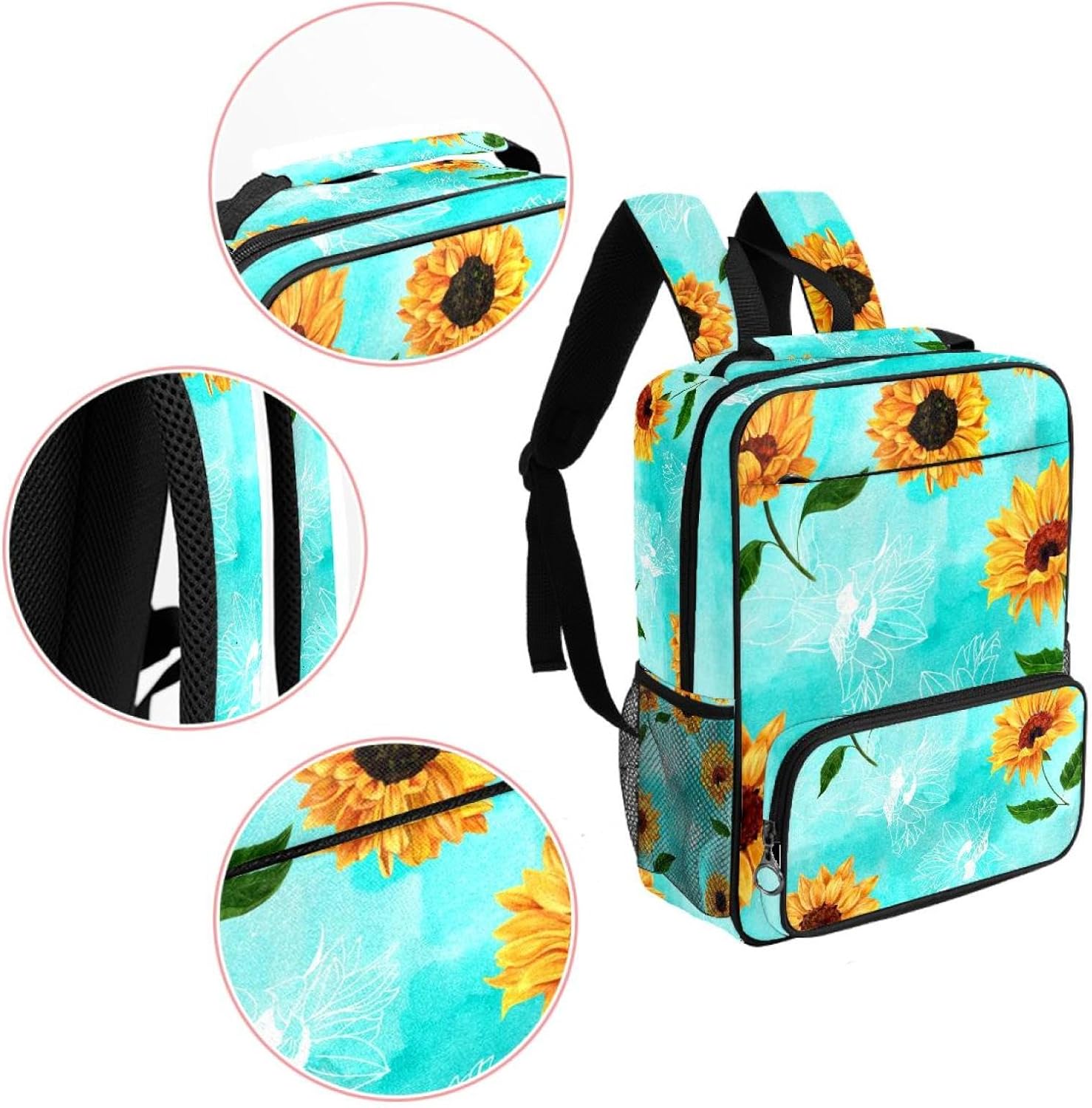 [suojapuku] 女性用の小さなバックパック、ミニ バックパック トラベル バッグ、黄色いひまわり、女の子のためのブックバッグ