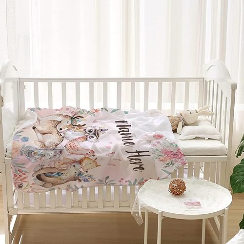 Miniatura 348 de Manta personalizada con diseño de jirafa y elefante, manta de franela suave, acogedora y ligera con nombre para sofá, cama, sofá, regalo, unisex