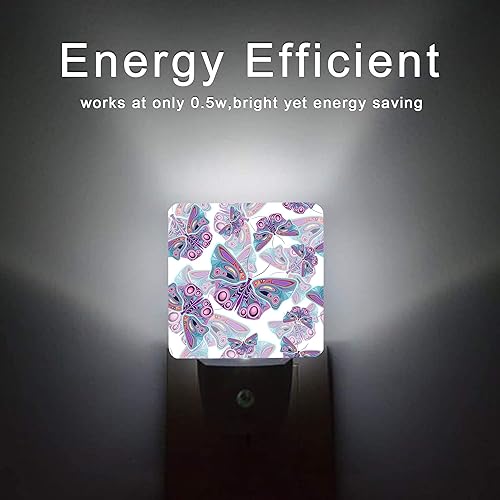 Miniatura 6 de Oeaskly Luz nocturna de mariposas, coloridas mariposas moradas, luces nocturnas enchufables a la pared para niños y niñas, lámpara LED para