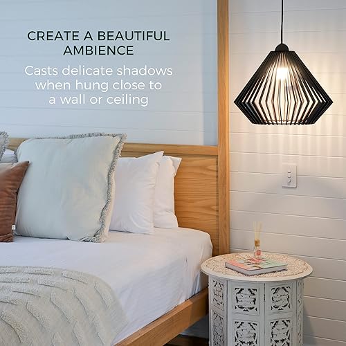 Miniatura 5 de Lámpara colgante de madera  Lámpara de techo fácil de montar  Moderna lámpara colgante bohemia para comedor, cocina, dormitorio, sala de estar,