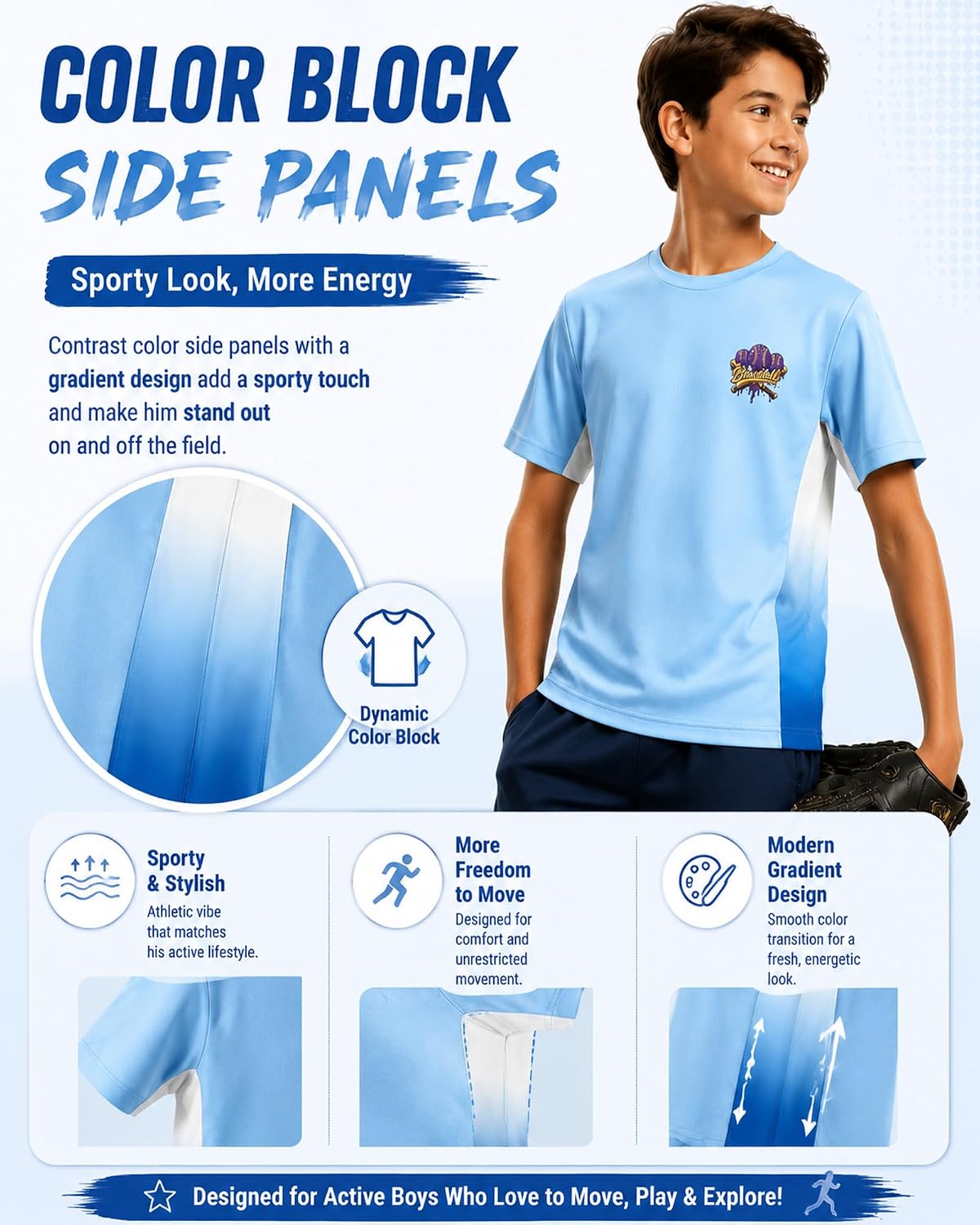 Cozople Boys T-Shirts Double-Sided Graphic Shirts Short Sleeve Size 7-14 image 4