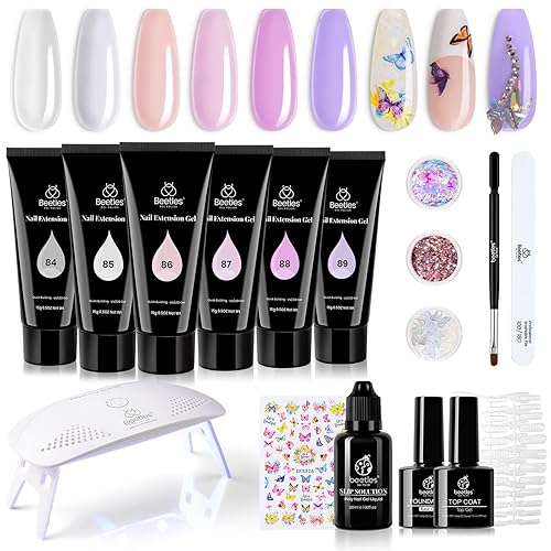 Miniatura 1 de Kit de gel para extensión de uñas, 6 colores transparentes y blanco, gel rosa desnuda mariposa, polivinílico para mejorar las uñas, kit de manicura