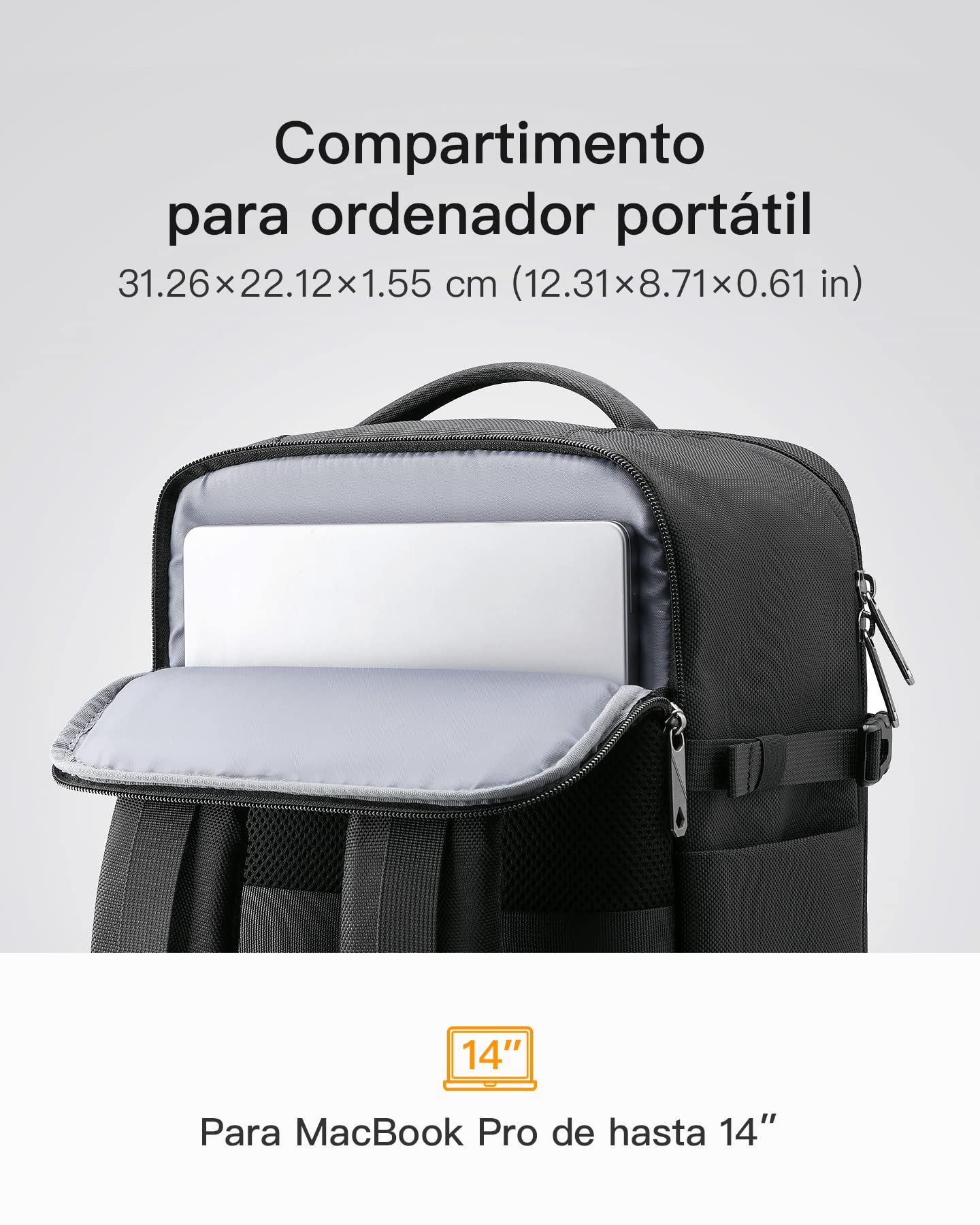 Inateck - Mochila de cabina grande (20 – 42 L, equipaje de mano para viaje de avión delantero, mochila de viaje para negocios y senderismo