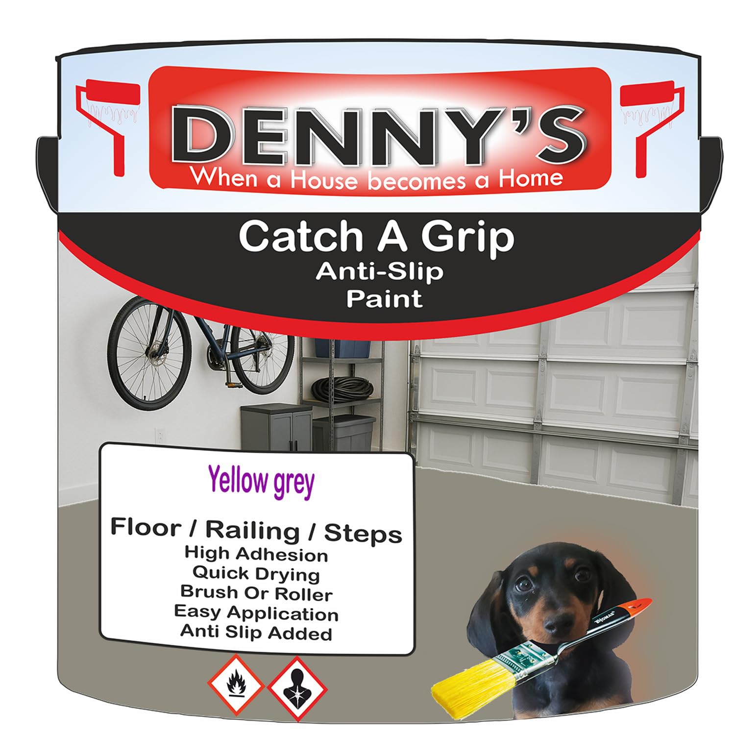 SCOOBYS PAINTS BACK IN THE MIX Catch A Grip Anti Slip Floor Paint – Non Slip Coating for Steps, Railings & Garages – 170 Colours, High Adhesion, Quick Dry, Multiple Sizes (Yellow grey, 250ml Tin)