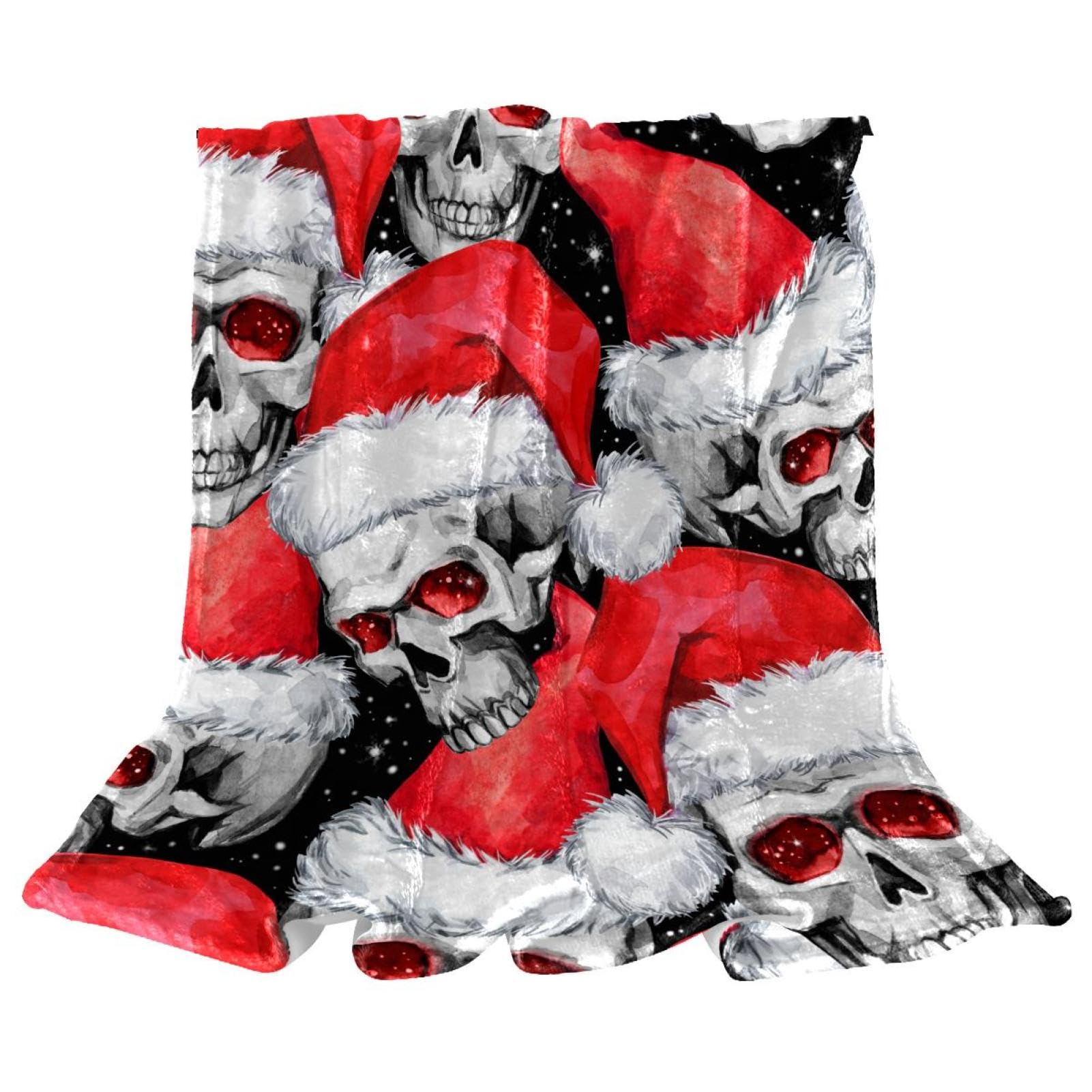 Couverture polaire crâne de Noël idéale pour vos soirées cocooning devant la télé