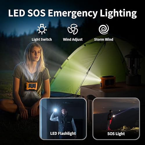 Miniatura 7 de Socool Ventilador de cintura portátil de 14500 mAh con clip en el cinturón portátil, ventilador personal recargable, salida de aire doble, 40 horas