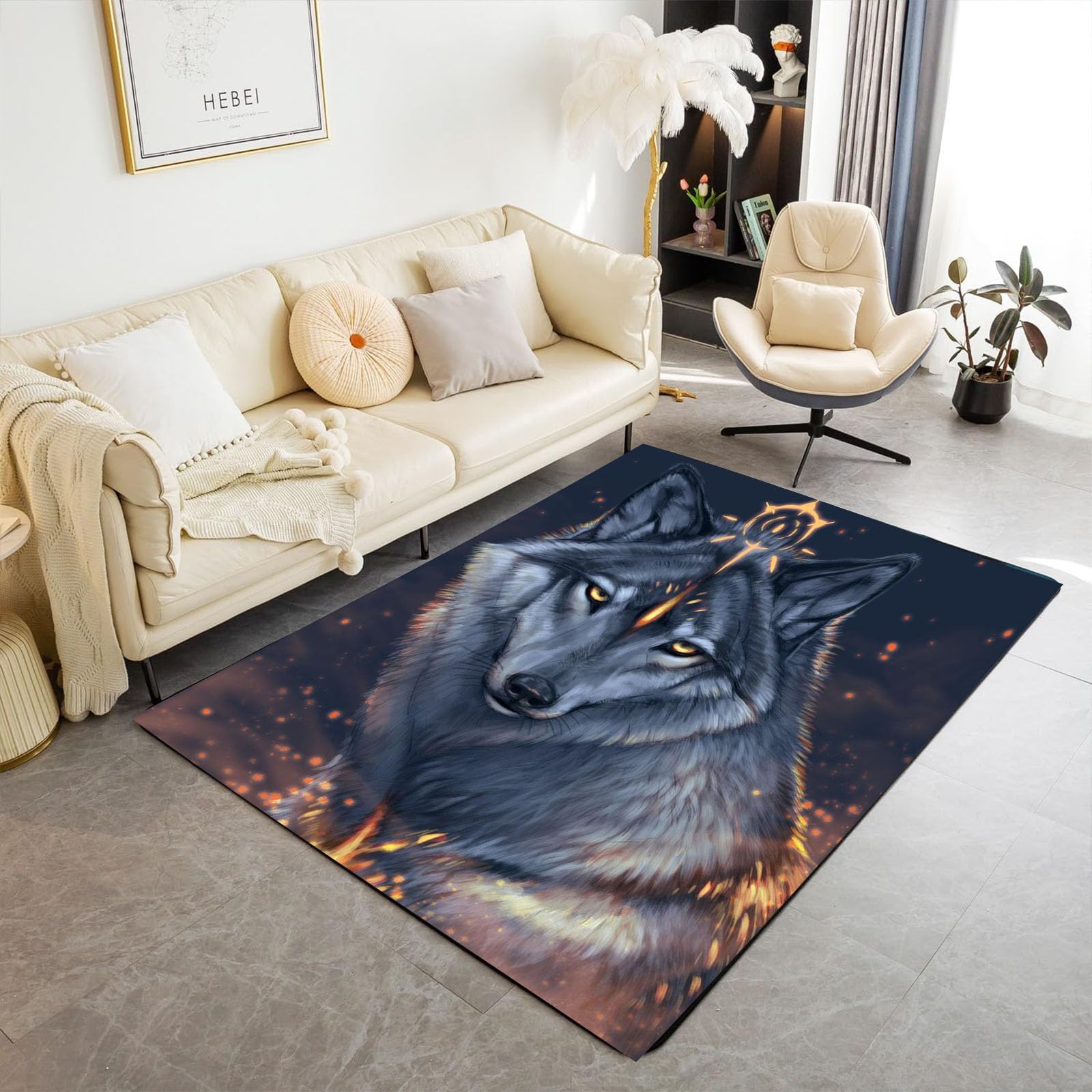 Tapis loup de salon créant une ambiance cosy dans la chambre des enfants