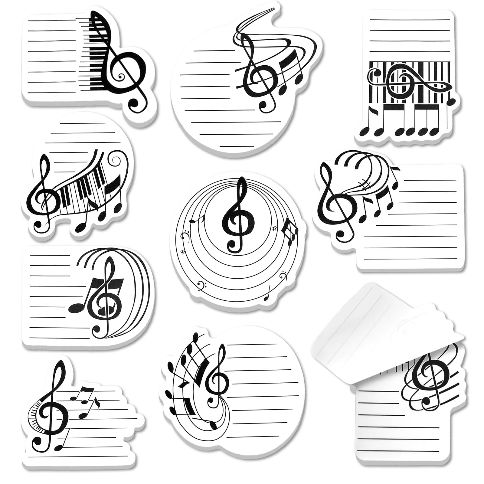 MWOOT 10 Pads 300 Sheets Music-Themed Sticky Notes, Self-Adhesive Notepads with Musical Notes Design, Memo Pads for Students, Teachers, to-Do Lists, Reminders, Choir, and Appreciation Gifts