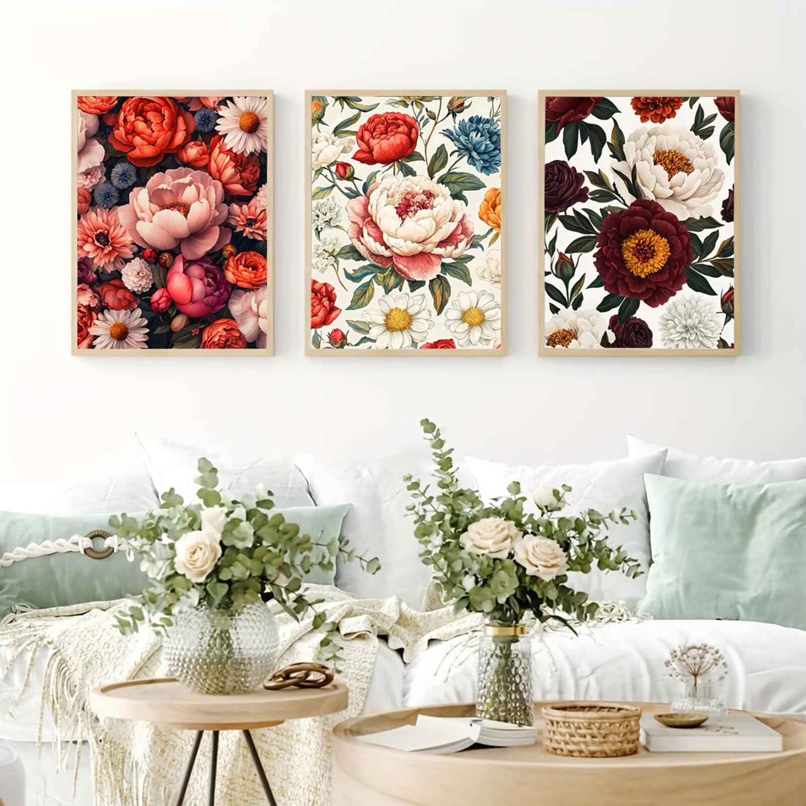 Generico Cnyaunfi 3 Pezzi Fiore Pittura Diamante Fai-Da-Te, 5D Retro Diamond Painting Kit Completo per Hobby Creativi Adulti, Per La Decorazione Della Parete Di Casa 70x90cm YF-3454