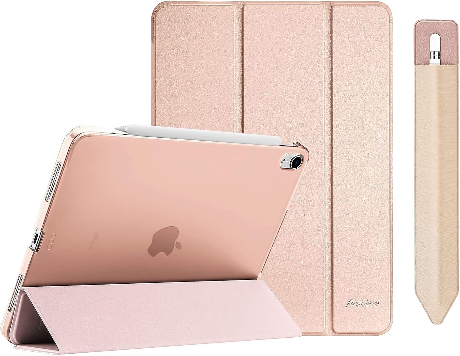 ProCase iPad Air 4 Case 10.9 Inch 2020 iPad Air 4th Generation Case A2316 A2324 A2325 A2072 Bundle with Pencil Holder Sticker for Apple Pencil 1st and 2nd Gen, Elastic Stylus Pocket Pouch Pen Sleeve