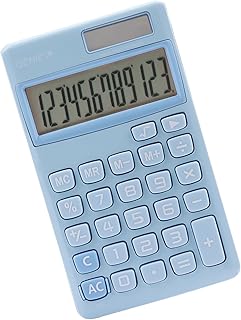 GENIE Calcolatrice a 12 cifre a 212 B con doppia potenza (solare e batteria) blu