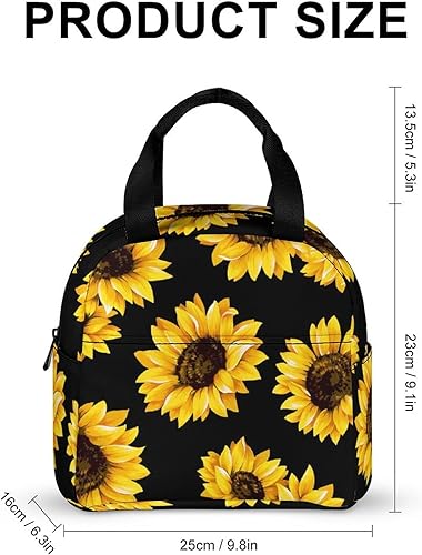 Miniatura 2 de Bolsas de almuerzo con aislamiento térmico para pícnic, reutilizables, para oficina, para oficina, compatible con girasoles amarillos