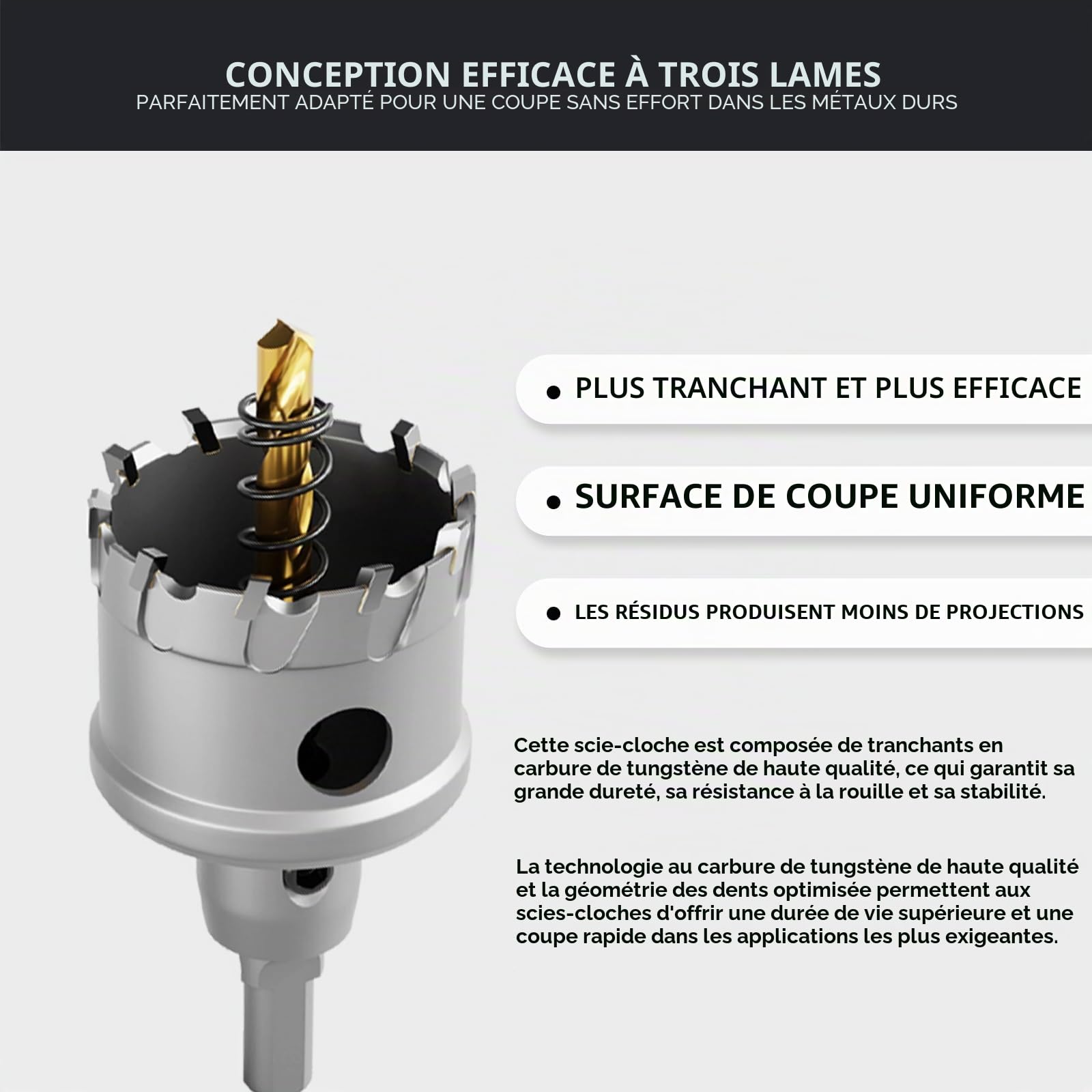 CSOOM Lot de 14 scies cloche en carbure de tungstène haute performance, avec 2 forets centraux pilotes extra revêtus de titane et 2 clés en L. Acier inoxydable et grille en métal sont le choix idéal