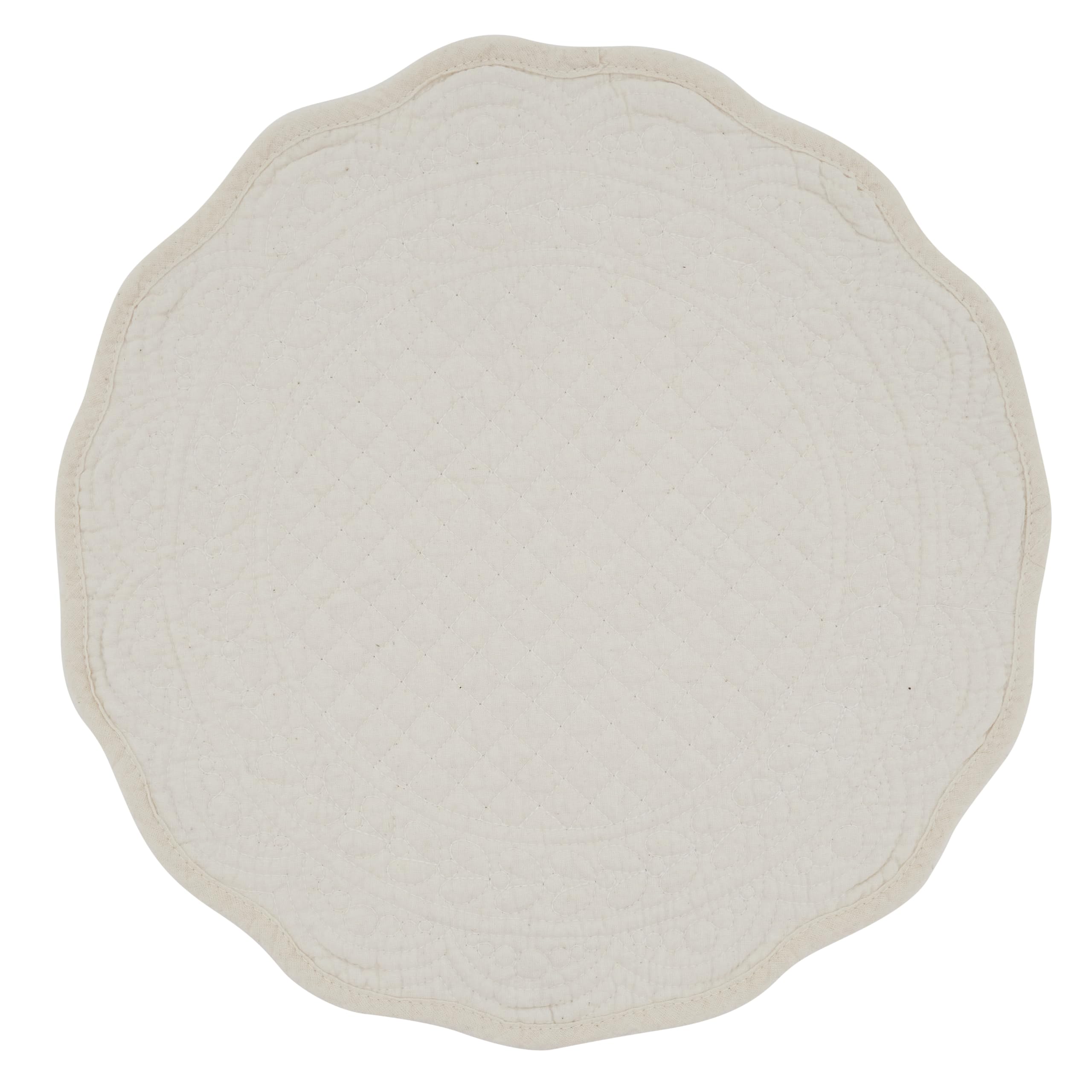 SARO Lifestyle Lot de 4 Sets de Table matelassés en Coton – Sets de Table de Style Cottage pour Salle à Manger Quotidienne, Tables superposées et Divertissement décontracté, 33 cm, Ivoire