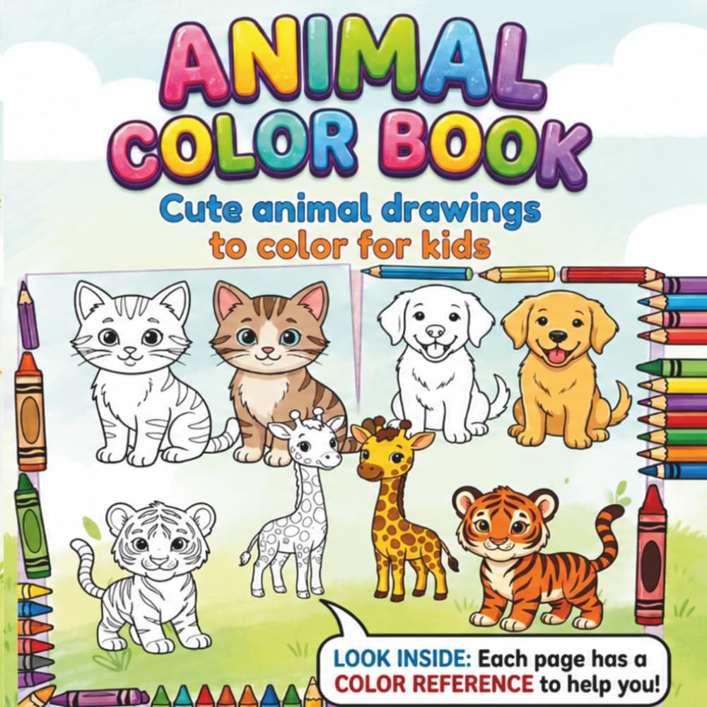 Animal Color Book: Cute Animal drawings to color for kids