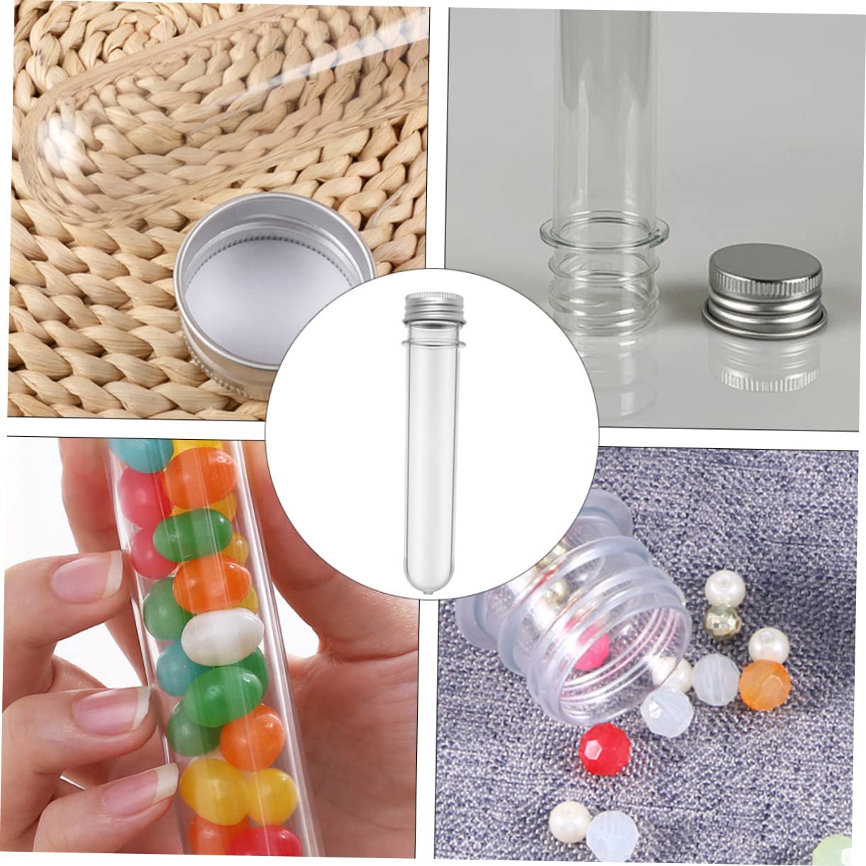 Healeved 50 Piezas Frascos de Tubo de Ensayo Transparentes de Tubos de Almacenamiento de Pet para Baño y Dulces
