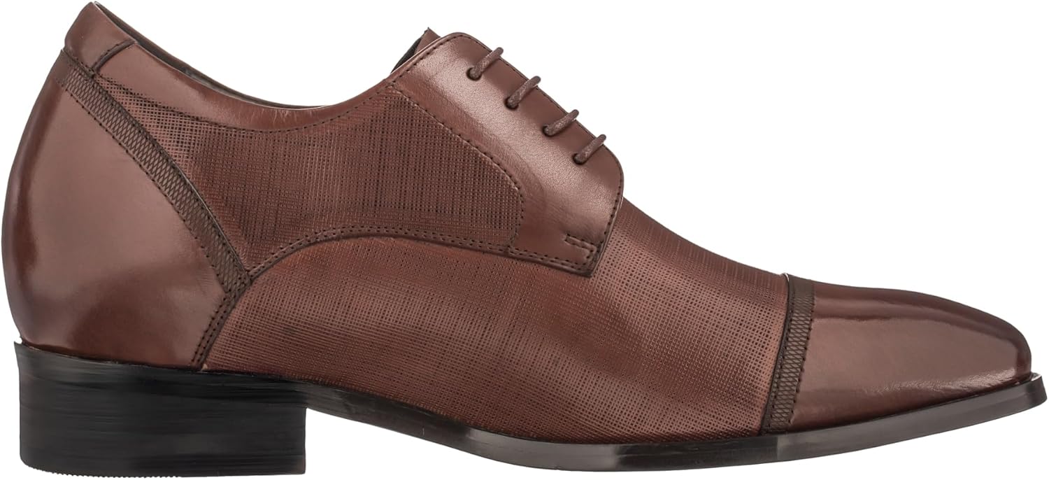CALTO Men's Invisible Height Increasing Elevator Shoes - Dark Brown Premium Leather Lace-up Formal Oxfords - 3.2 Inches Taller - Y40551 - Size 9 D(M) US - Image 3
