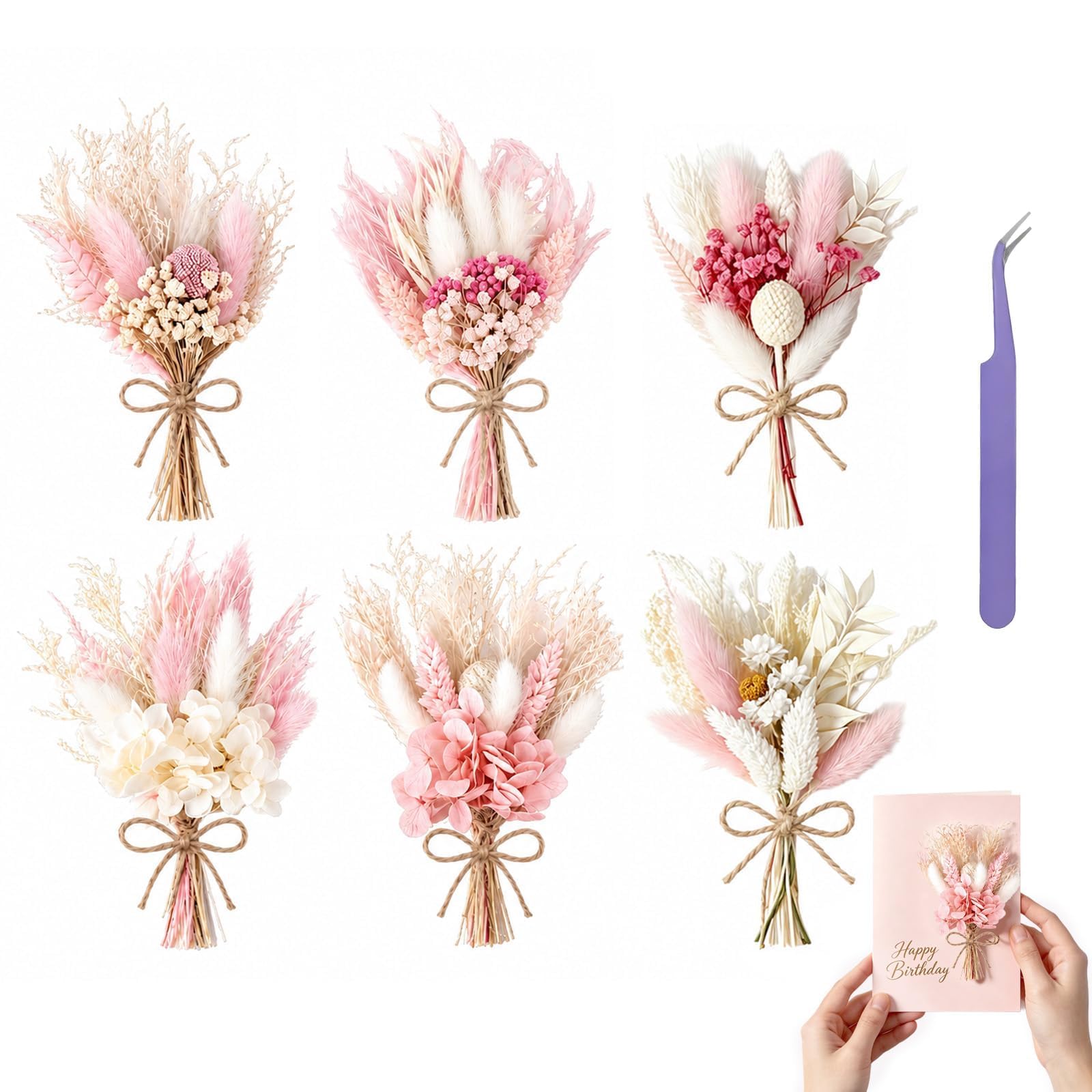6 pcs fleurs séchées