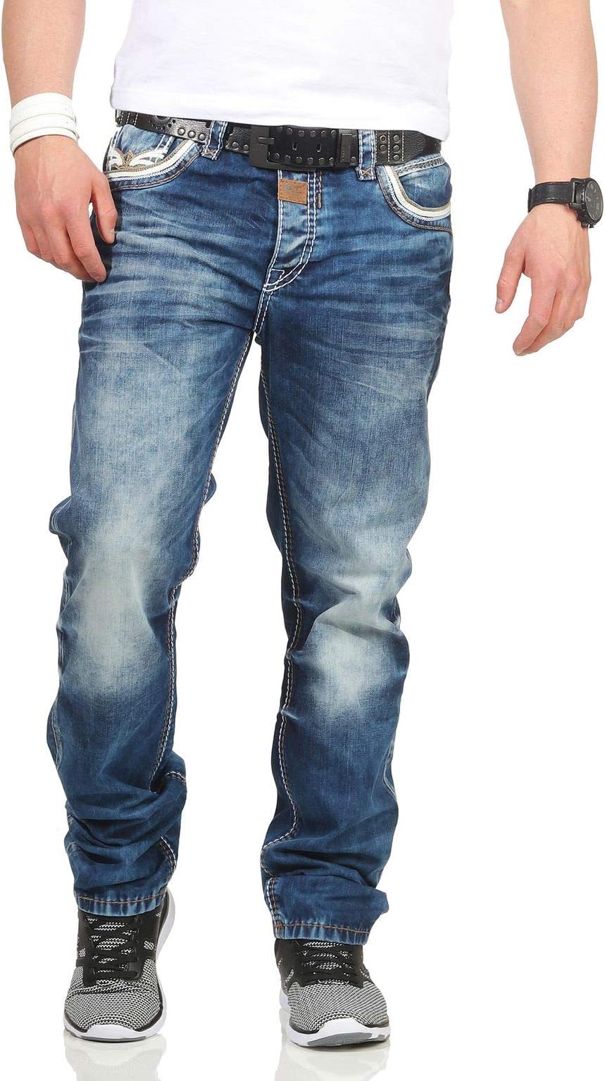 Cipo & BaxxMen's Jeans with Stitching and Embroidery Clubwear Regular Fit