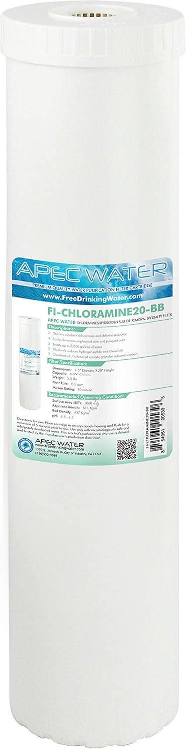 APEC Water Systems 20 Replacement Specialty Water Filter Chloramines and Hydrogen Sulfide Removal (FI-CHLORAMINE20-BB)