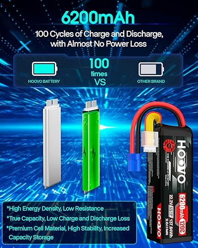 Miniatura 4 de HOOVO 6S LiPo Batería 22.2V 6200mAh 120C con EC5 Plug Softcase RC Batería para RC Coche Camión Barco RC Avión Helicóptero RC Vehículo RC