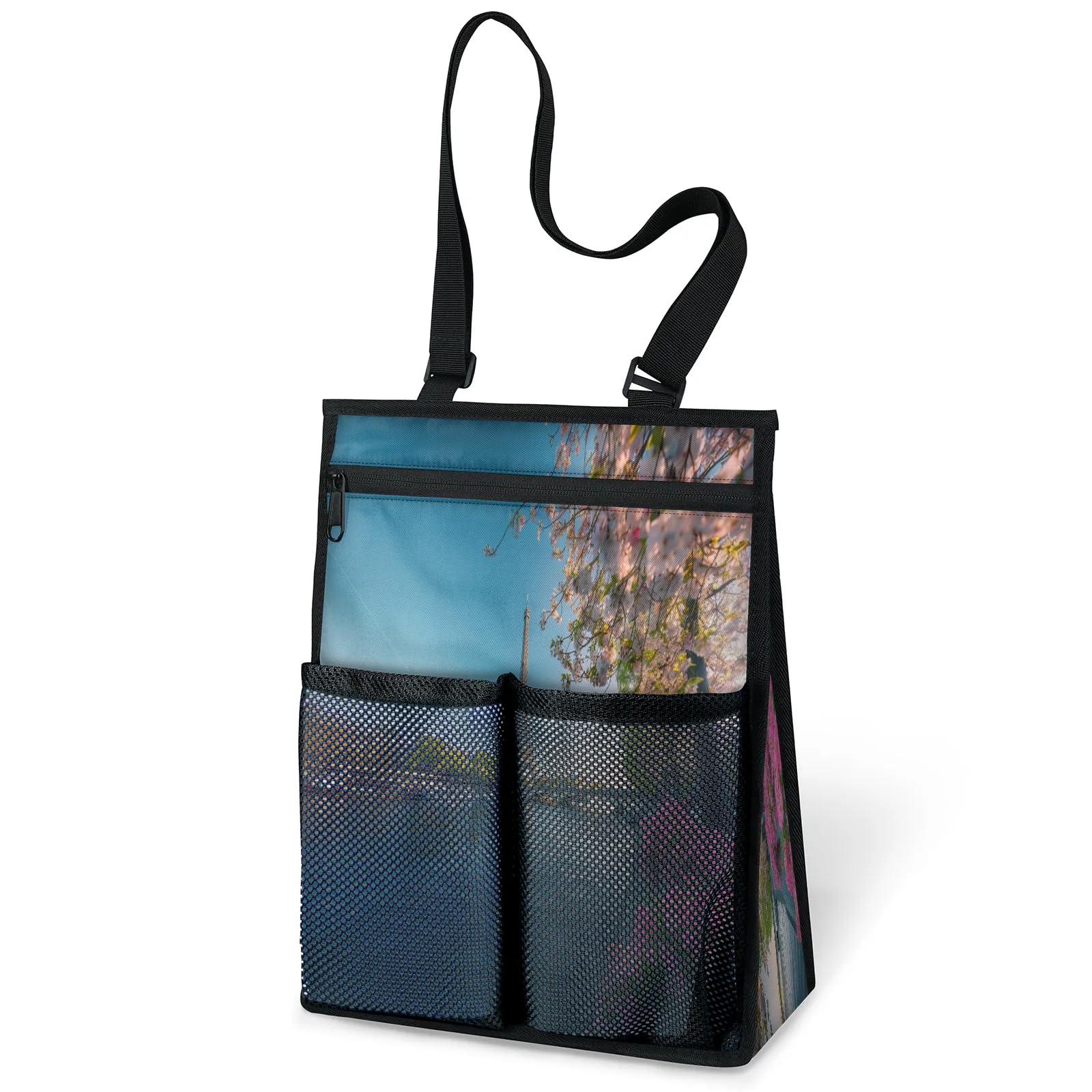 Ourtheme Spring Eiffel Tower Portable Shower Bag for Travel Gym Camp Beach Tote Shower Caddy Bags Hanging Toiletry