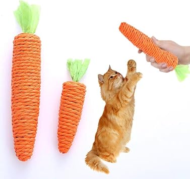 KAYNO Sisal Rope Teaser Toys for Cats, Cat Self Hi Toys, Pet Claw Grinding Toys, Cat Teething Toys, Sisal Rope Carrot Toys.