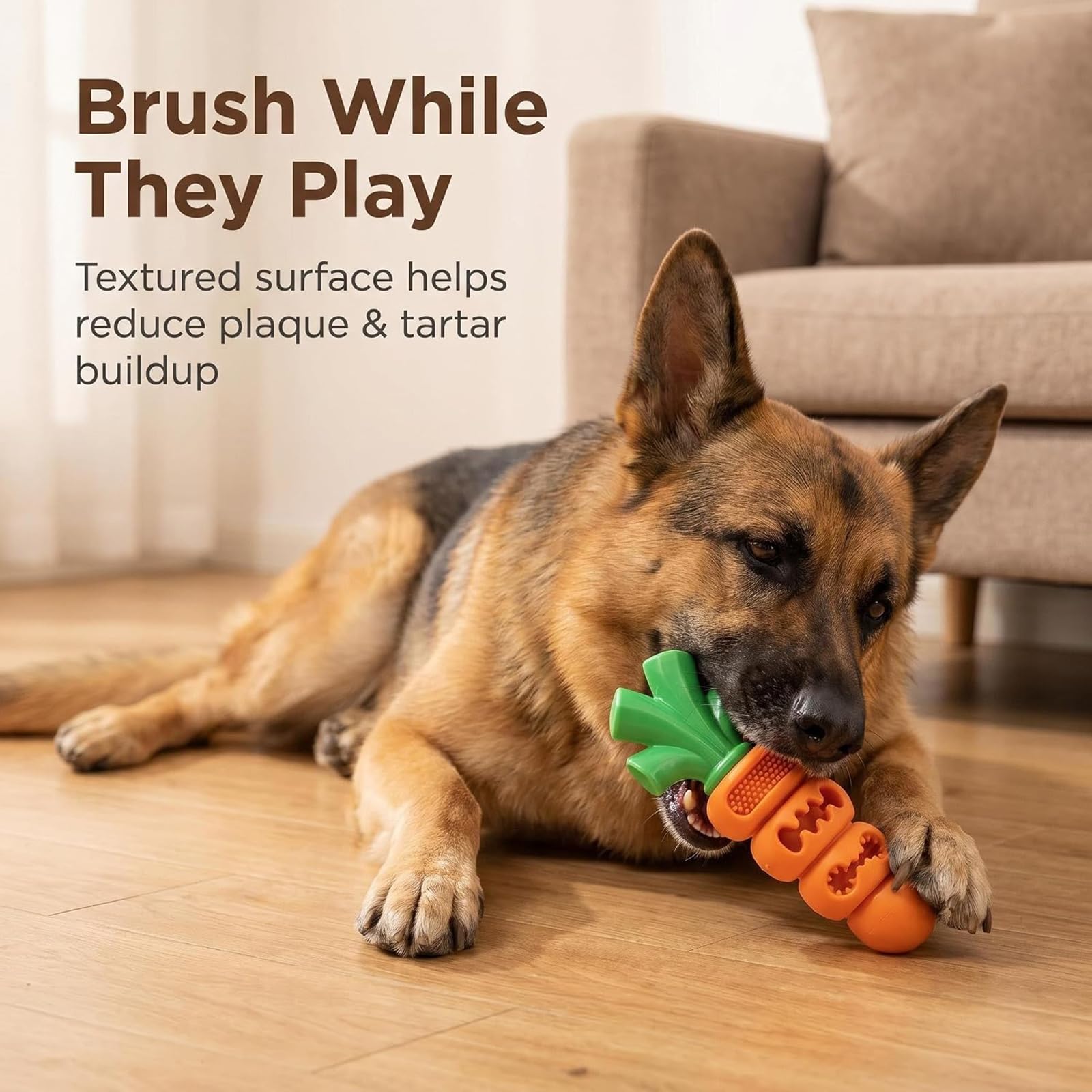 Giocattolo da masticare per cani a forma di carota, in nylon resistente e gomma naturale, con dispenser di snack, giocattolo dentale interattivo per cani per la pulizia dei denti (3PCS)