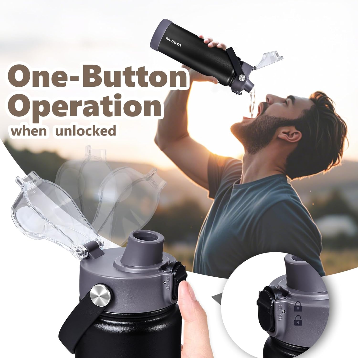 Insulated Water Bottle with Lid & Boot & Stickers, 24 oz Stainless Steel Sweat Free Bottle Keep Cold 24H, BPA-Free Sports Wide Mouth Water Bottle, Black - Image 3