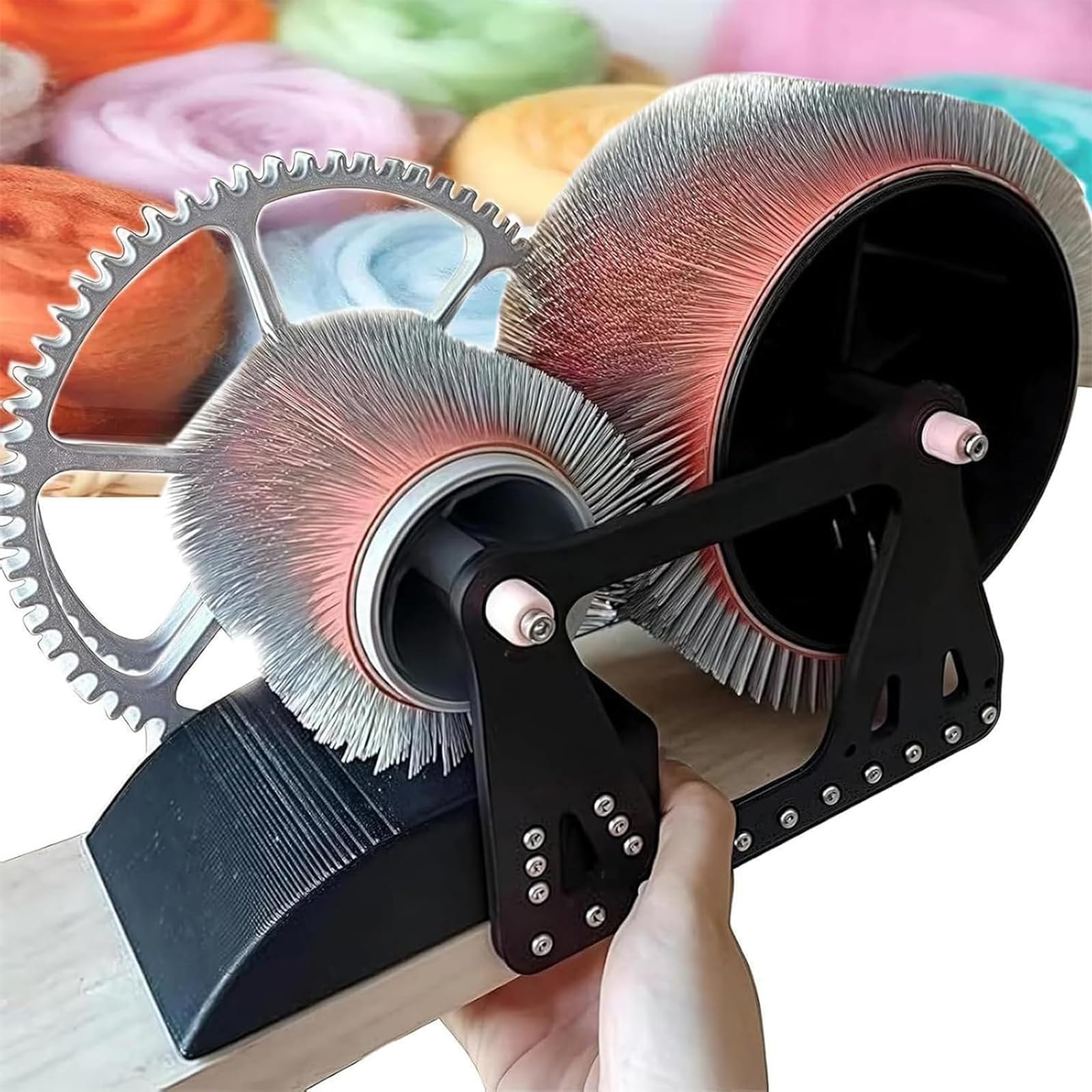 Cardador de tambor de fieltro de lana, máquina de cardado de fibra con velocidad ajustable y pedal de pie, lana residual de limpieza automática para manualidades de fieltro