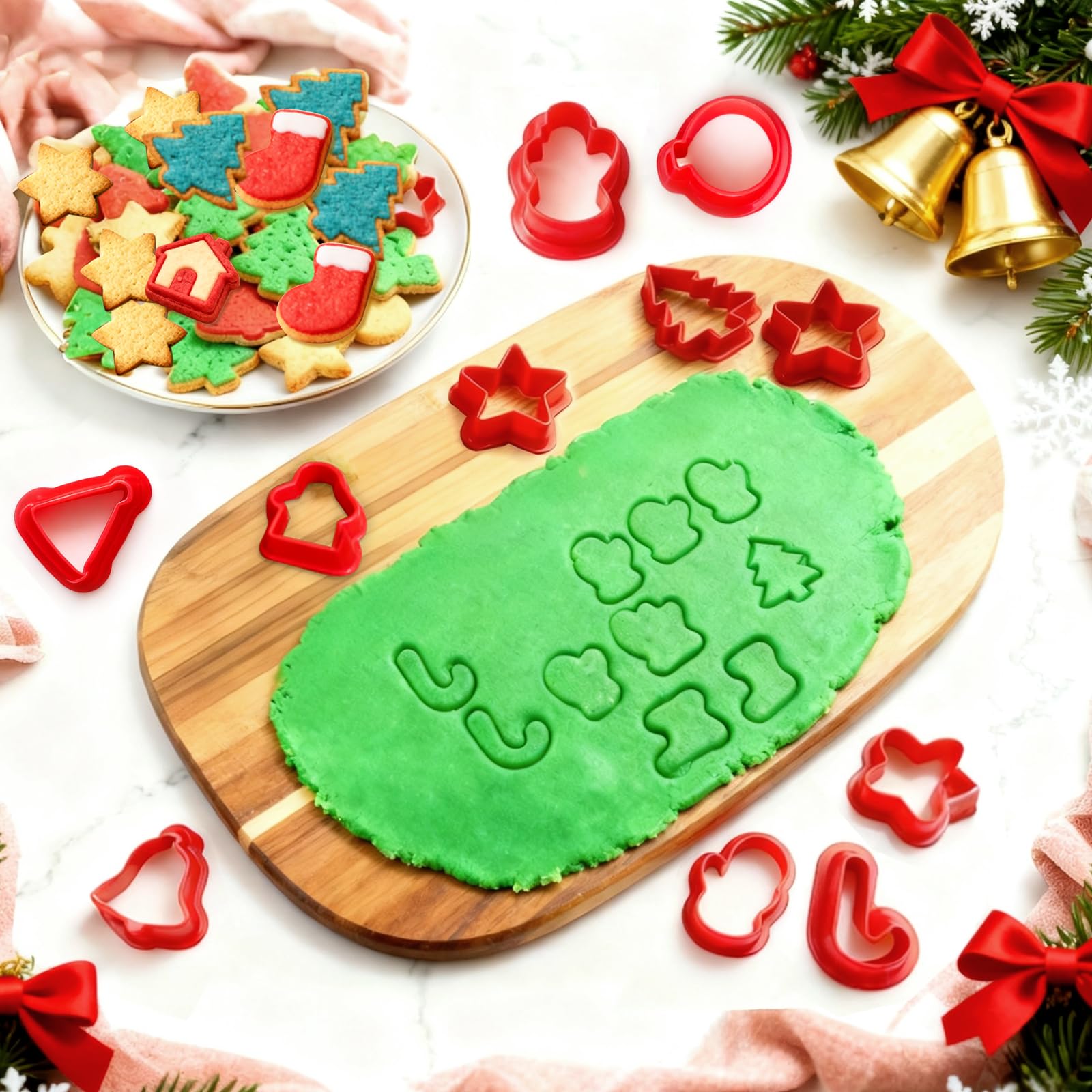 Orapink Grande set di formine per biscotti di Natale, a forma di albero di Natale, renna, testa di renna e gnomo, in acciaio inox