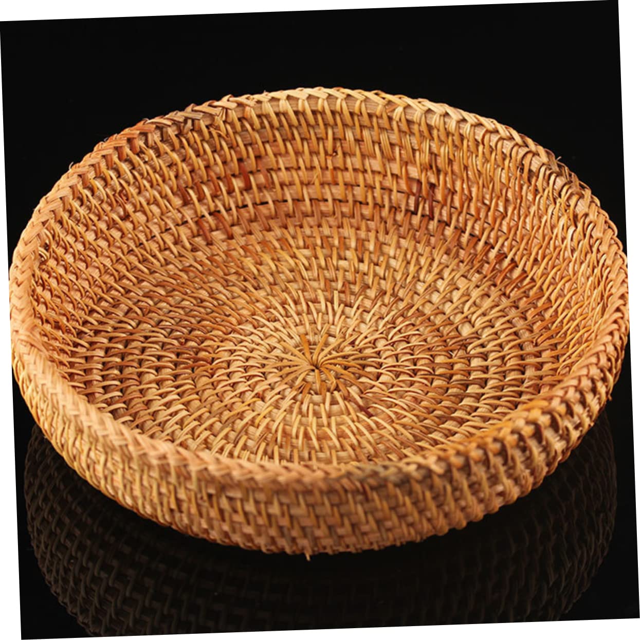 Cabilock 3piezas Cesta De Ratan Tejida Redonda Para Almacenamiento De Alimentos Organizador De Frutas y Aperitivos Decoración Natural Para Hogar y Picnic