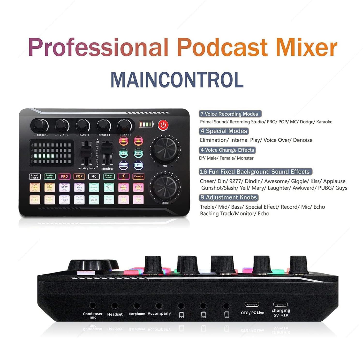 Set di microfoni per podcast, microfono a condensatore BM-800 con kit scheda audio live F998, set di apparecchiature per podcast con funzioni di cambio vocale e mixer, per registrazione e trasmissione